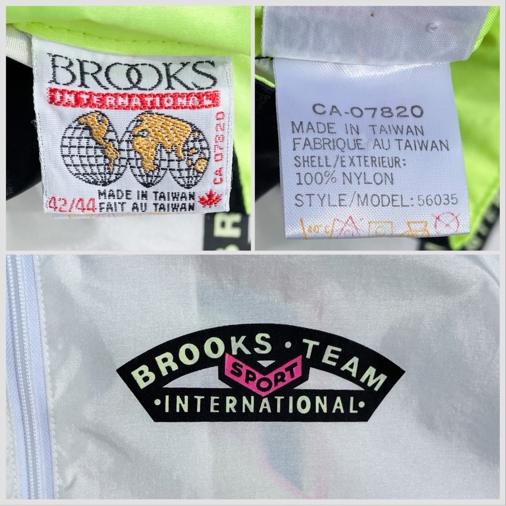 Vtg 90s Brooks International Hydro Flow Windbreaker Jacket Neon Yellow Unisex - Picture 3 of 10
